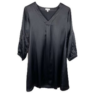 Garnet Hill Black 100% Silk Dress 3/4 Sleeve Women's 2